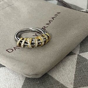 David Yurman Two-Tone Ring with Diamond Details sz8